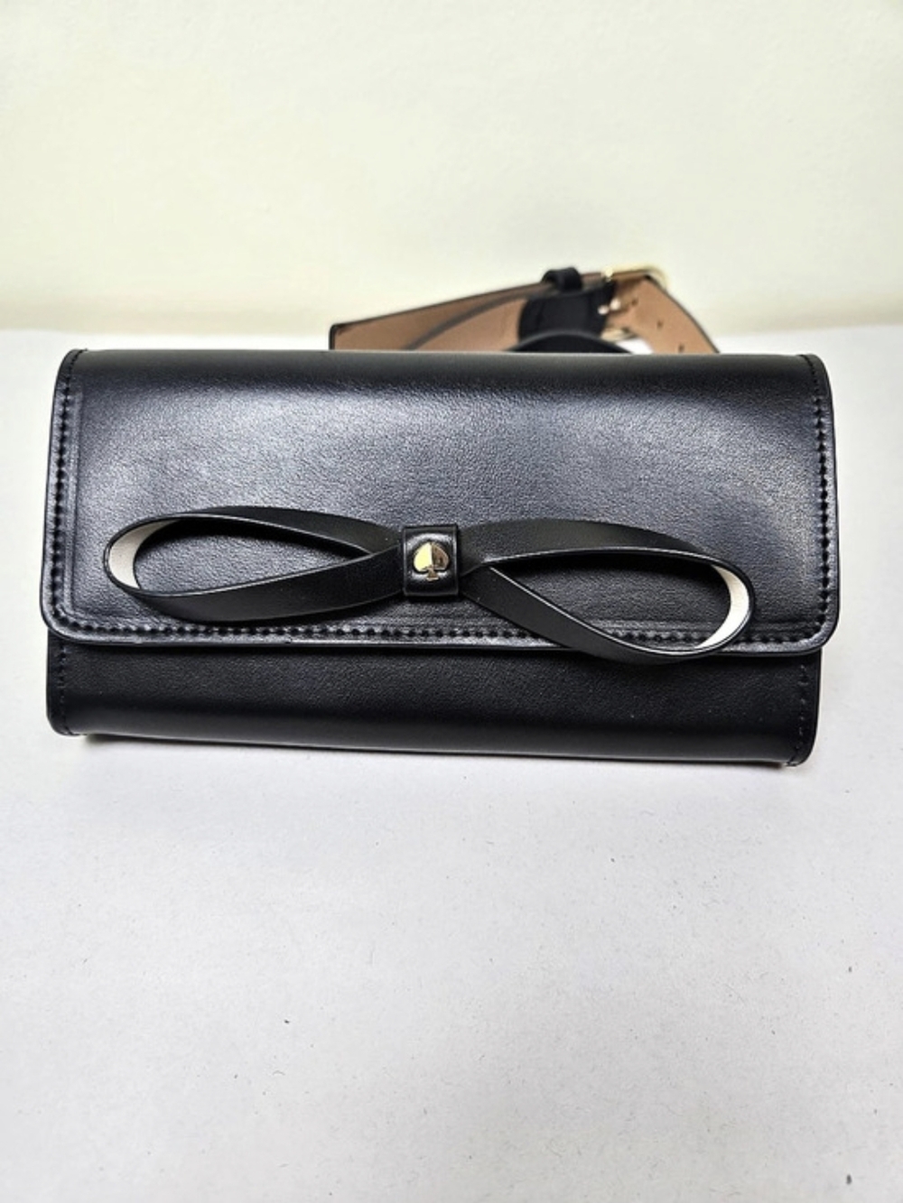 NWOT Kate Spade Black Leather Bow Wallet Belt Bag